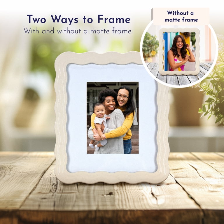 「フレーム付き」A4 2枚セット 3Dウェーブ モダンアート 高級インテリア Mainstays by Becky G. & Alejandra Wavy Photo Frame, Seashell White