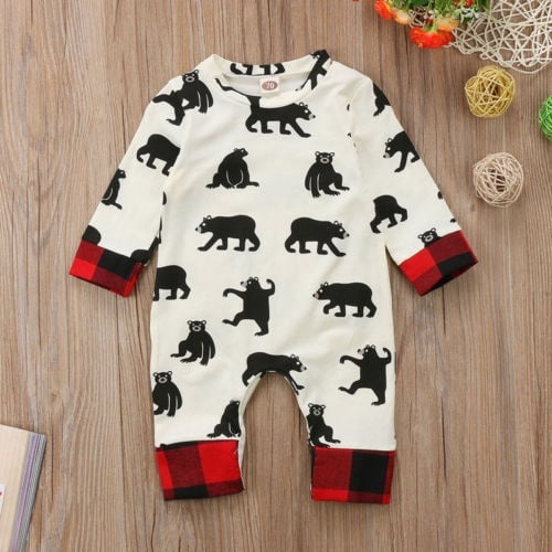 jsadfojas Baby Toddler Elephant Cute Animal Print One-Piece Organic Cotton Footless Pajamas Bodysuit Romper Outfit Grey, 3-6m