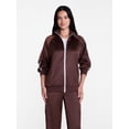 thumbnail image 2 of Madden NYC Women's Satin Track Jacket with Racing Stripes, Sizes XXS-XXL, 2 of 6