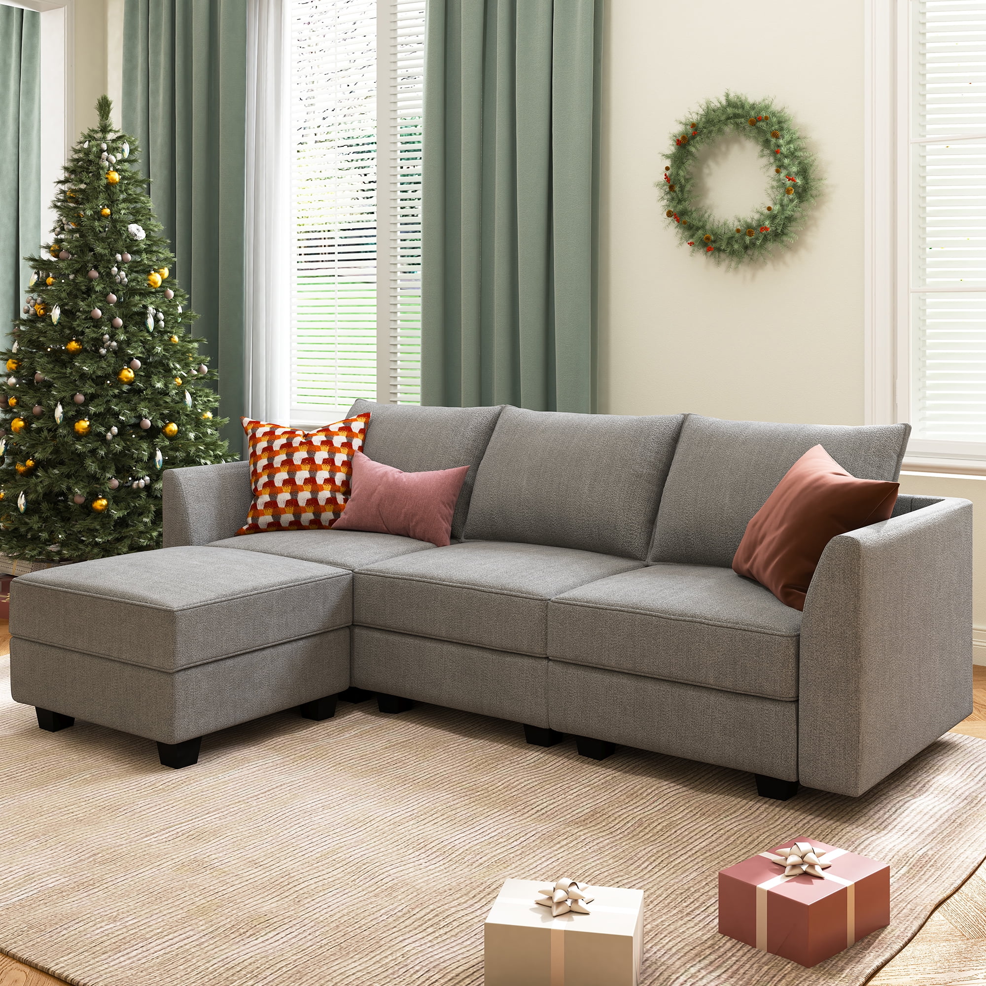 Honbay Modular Sectional Sofa L Shape Couch With Reversible Chaise For  Living Room, Grey - Walmart.Com
