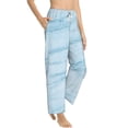 thumbnail image 2 of Fotbe Light Blue Marble Women's Pajama Pants,Sleepwear Pants,Pj Bottoms Drawstring And Pockets-Small, 2 of 9