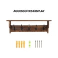 thumbnail image 4 of Rustic Wall Mounted Coat Rack, 26 Inch Pinewood Entryway Floating Coat Hanger with 5 Dual Hooks and Storage Shelf for Living Room Bathroom, Brown, 4 of 6