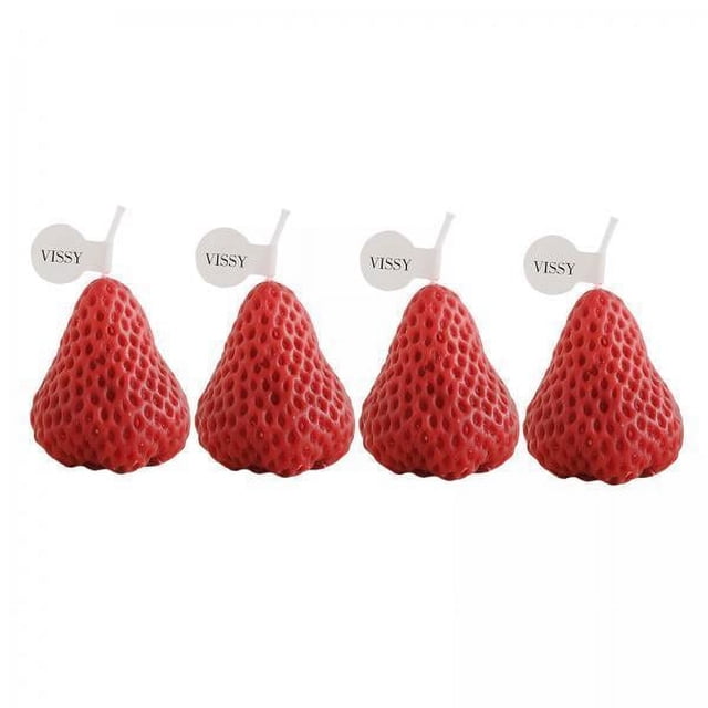 4 Velas Perfumadas De Fresa Sunnimix Decorativas Color Rojo S 4 Unidades