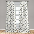 thumbnail image 5 of Abstract Curtains 2 Panels Set, Hand Drawn Circles with Bullseye Pattern with Squares Geometric Composition, Window Drapes for Living Room Bedroom, 56"W X 84"L, Pale Coffee Black, by Ambesonne, 5 of 5