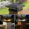 thumbnail image 3 of 4x4 Solar Post Cap Lights 16 LEDs 2 Modes 3.5x3.5 4x4 Wooden Vinyl Post Light Waterproof Outdoor for Deck Fence Patio Garden D r, Warm/Cool White (6 Pack, Black), 3 of 4