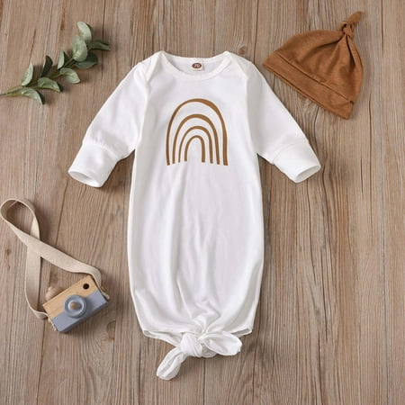 

Juebong Baby Romper Deals Baby Newborn Knotted Gown Soft Breathable Sleeper Gowns Babies Coming Home Outfit Infant Watercolor Flowers Nightgowns With Cap Set