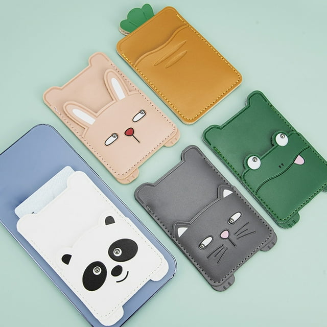 UPGRATOR 1Pack Pu Material Green Card Holder for Phone Case Stick On Simple Shape Practical Design Travel Organizing Men Women