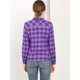 thumbnail image 5 of Allegra K Blusa De Algodón Camisa A Cuadros Collar Del Soporte Manga Larga Para Mujer Azul Púrpura XL, 5 of 6
