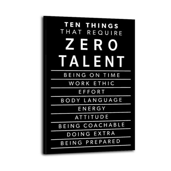 Ten Things That Require Zero Talent Quote Motivational-1 Poster Wrapped Wooden Frame Wall Decor,Canvas Wall Art for Living Room,Bedroom,Office,Ready to Hang