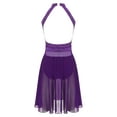 thumbnail image 5 of Linjinx Women Lyrical Dance Dress Halter Neck Backless Sleeveless Mesh Tulle Flowy Leotard Dress Purple S, 5 of 6