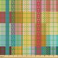 thumbnail image 2 of Ambesonne Geometric Fabric by the Yard Upholstery, Vertical Squares Lines, 5 Yards, Pale Orange Teal and Blue, 2 of 5