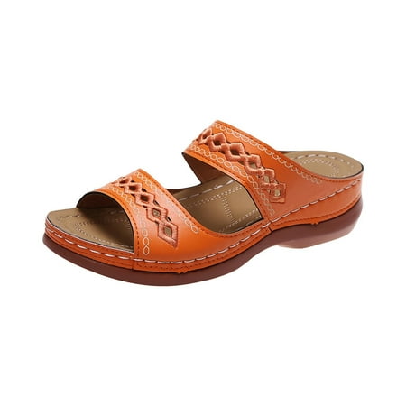 

Dvkptbk Slippers Women s Ladies Fashion Casual Sandals Wedges Shoes Outdoor Slippers Orange 38