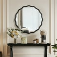 thumbnail image 2 of LiviNest Solid Wood Wavy Mirror 31x31 Inch: Black Modern Wall Decor for Living Room & Bedroom - Farmhouse Art Design with HD Reflection for Home & Bathroom Use, 2 of 6