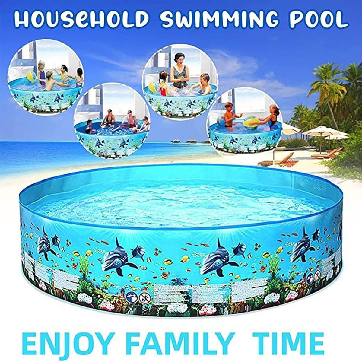 50" Foldable Kiddie Pool - Swimming Pond & Ocean Ball Pit for Kids,Toddlers,Adults,Pet Dogs - Quick Setup Collapsible Round Wading Pool for Indoor Outdoor Backyard,Lawn,Summer Water Play
