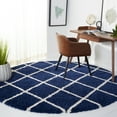 thumbnail image 2 of SAFAVIEH Hudson Jackson Trellis Shag Area Rug, Navy/Ivory, 7' x 7' Round, 2 of 9