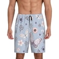 thumbnail image 2 of Picia Blue Butterfly Pajama Shorts for Men, Men's Pajama Bottoms, Sleepwear,Short Pajama Pants-Small, 2 of 9