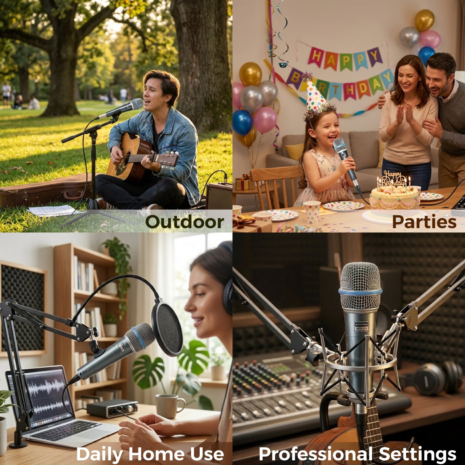Slssqhz Wireless Microphone, Rechargeable Fixed Frequency ,Handheld Dynamic Mic,Karaoke Singing, Weddings DJ,Party, Church, Classroom Use