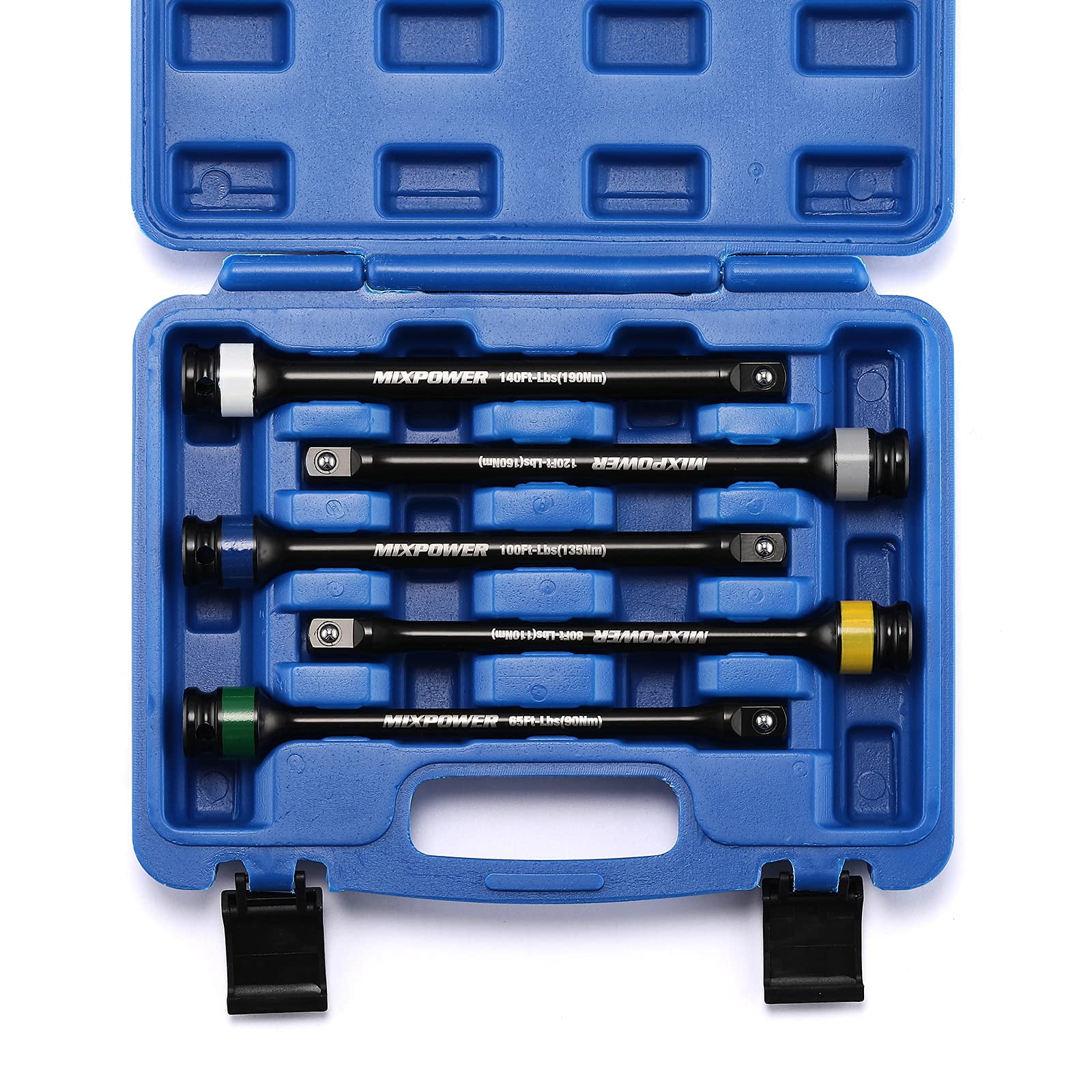 MIXPOWER 5 Piece 1/2" Drive Torque Limiting Socket Extension Bars, CR