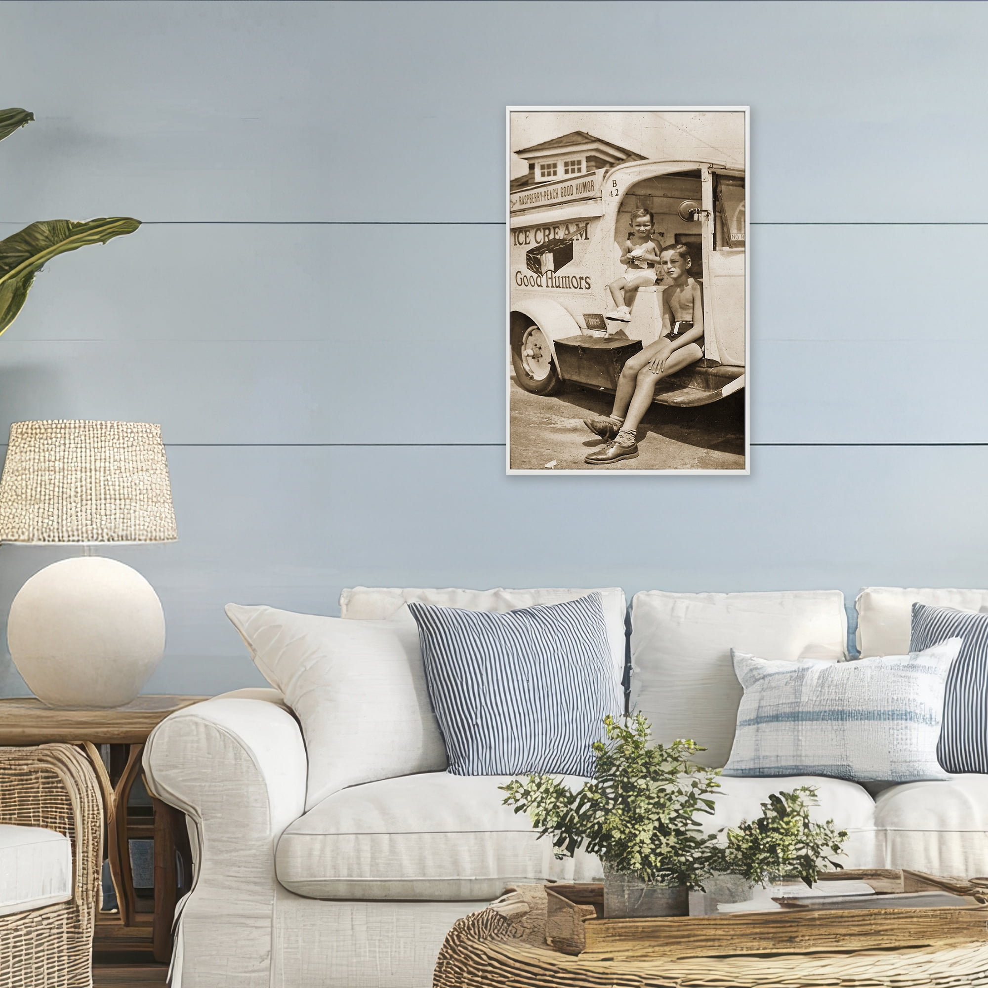 Stupell Industries Vintage Ice Cream Truck White Framed Giclee Art, design by Grotto Studios