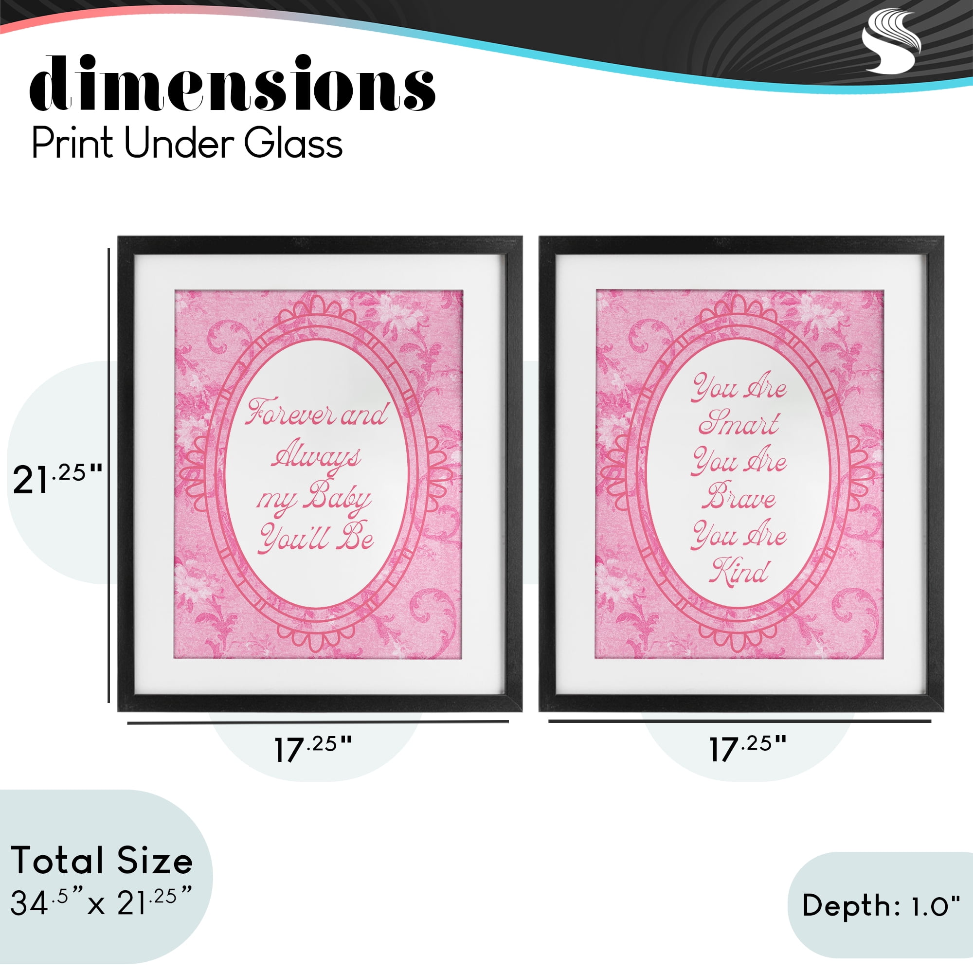 Stupell Industries Loving Pink Ornate Phrases 2 Piece Black Framed Print Under Glass Set, design by Lil' Rue