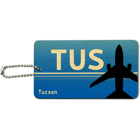 Az Poly Card Guides - Tucson AZ (TUS) Airport Code Wood ID Tag Luggage Card for Suitcase or Carry-On
