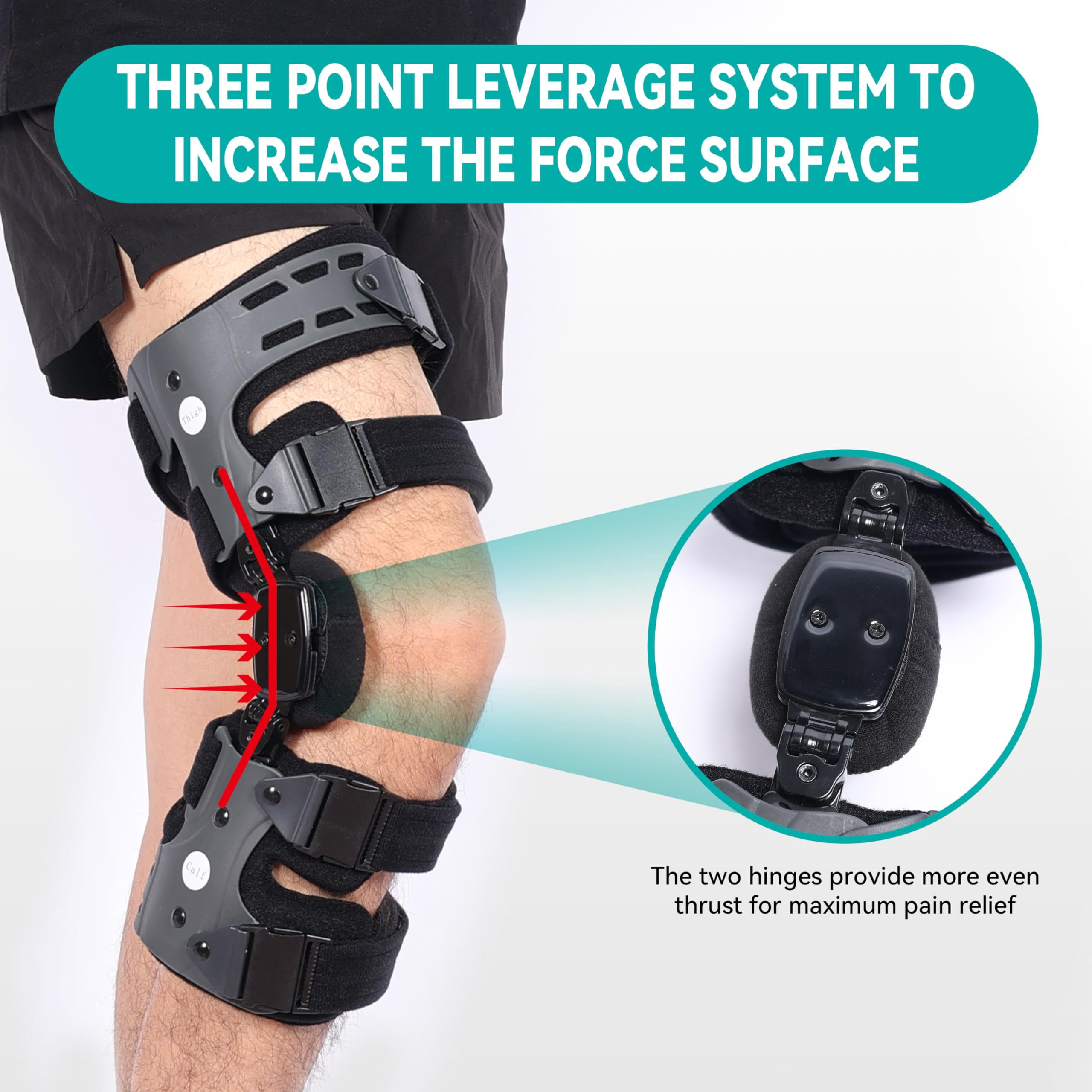 Orthomen OA Unloader Knee Brace for Osteoarthritis, Arthritis Pain, Cartilage Repair, Bone on Bone Knee Joint Pain, Lateral Degeneration Knee Support (Gray/Right)