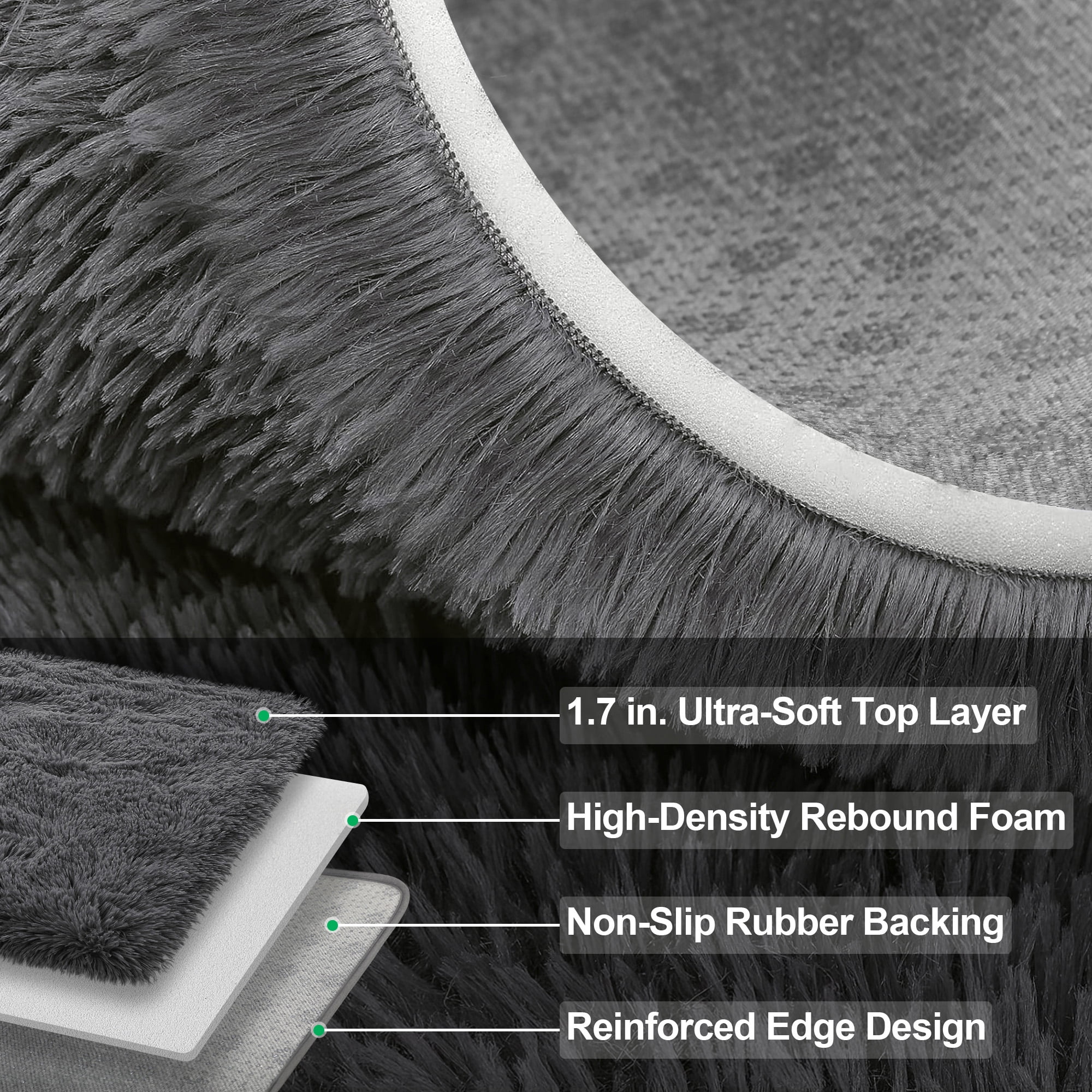 Lalado 8ft x 10ft Area Rug, Soft Fluffy Indoor Shag Area Rugs for Living Room Bedroom Decor Carpet, Light Gray
