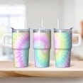 thumbnail image 2 of Leak-Proof 20oz Stainless Steel Coffee Tumbler with Handle, Geometric Texture Double Wall Insulated Travel Mug, 2 of 5