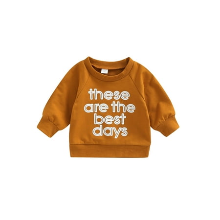 

ZIYIXIN Toddler Baby Boys Girls Sweatshirt Tops Letter Print Long Sleeve Pullover Shirts Fall Outfits Clothes Brown 2 3-6 Months