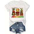 thumbnail image 2 of Women's Juneteenth Gnome Graphic T-Shirt - Celebratory 1965 Vibes, Black Lives Matter Print, Casual Short Sleeve Crew Neck, Polyester, Machine Washable, Spring/Summer Wear, Spring Fashion Tee | Playf, 2 of 7