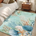 thumbnail image 4 of Area Rugs for Living Room 4x6 Ft, Teal Beach Coastal Non Slip Area Rugs for Kitchen Bedroom Entryway, Summer Nautical Coral Shell Botanical Washable Carpet Runner Rug Floor Mats for Bedroom, 4 of 8