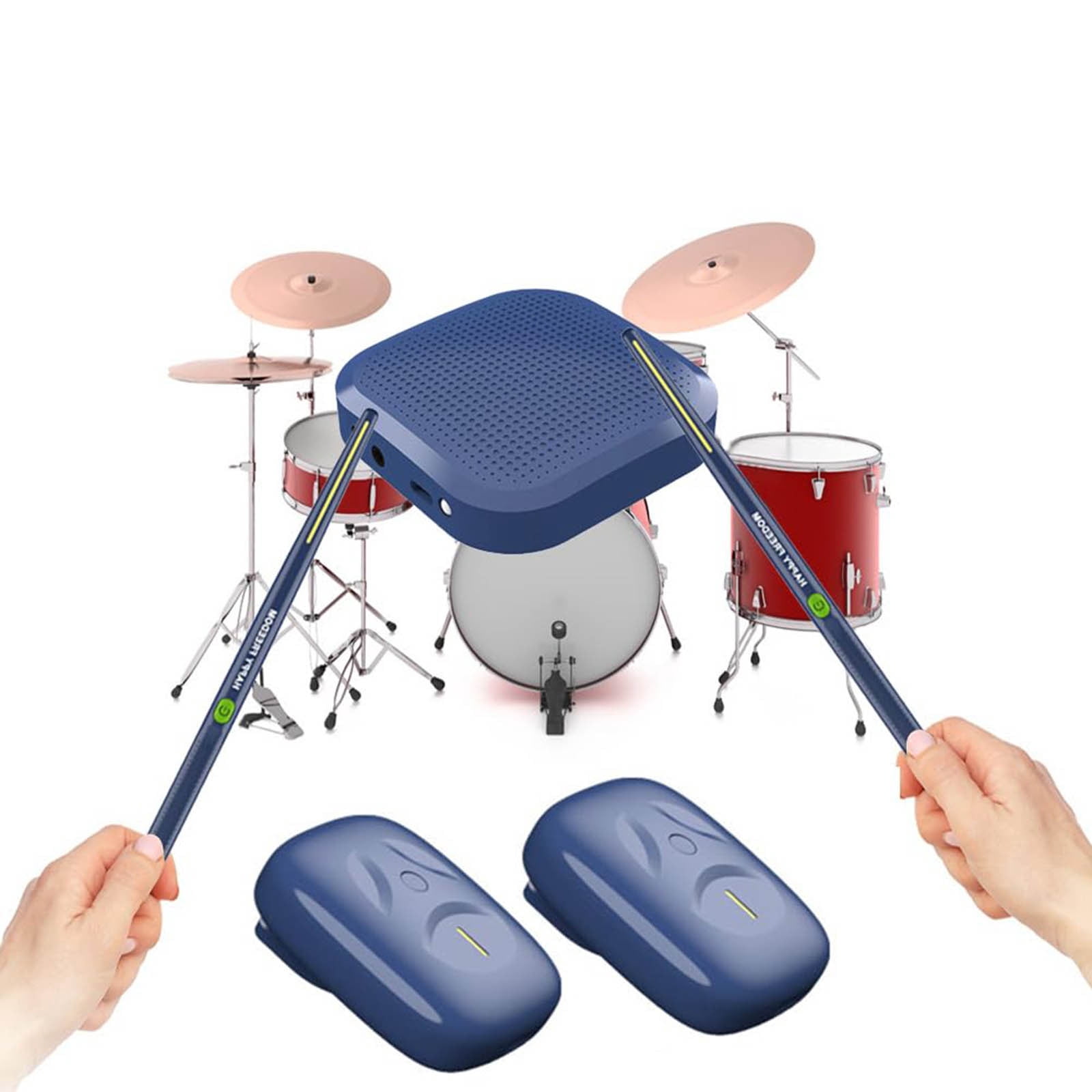 Virtual Electronic Drum Set with Bluetooth, Lightweight, Multi-Mode for Practice and Music Games | Portable Silent Drumming Experience with 8 Sounds and Accessories Included