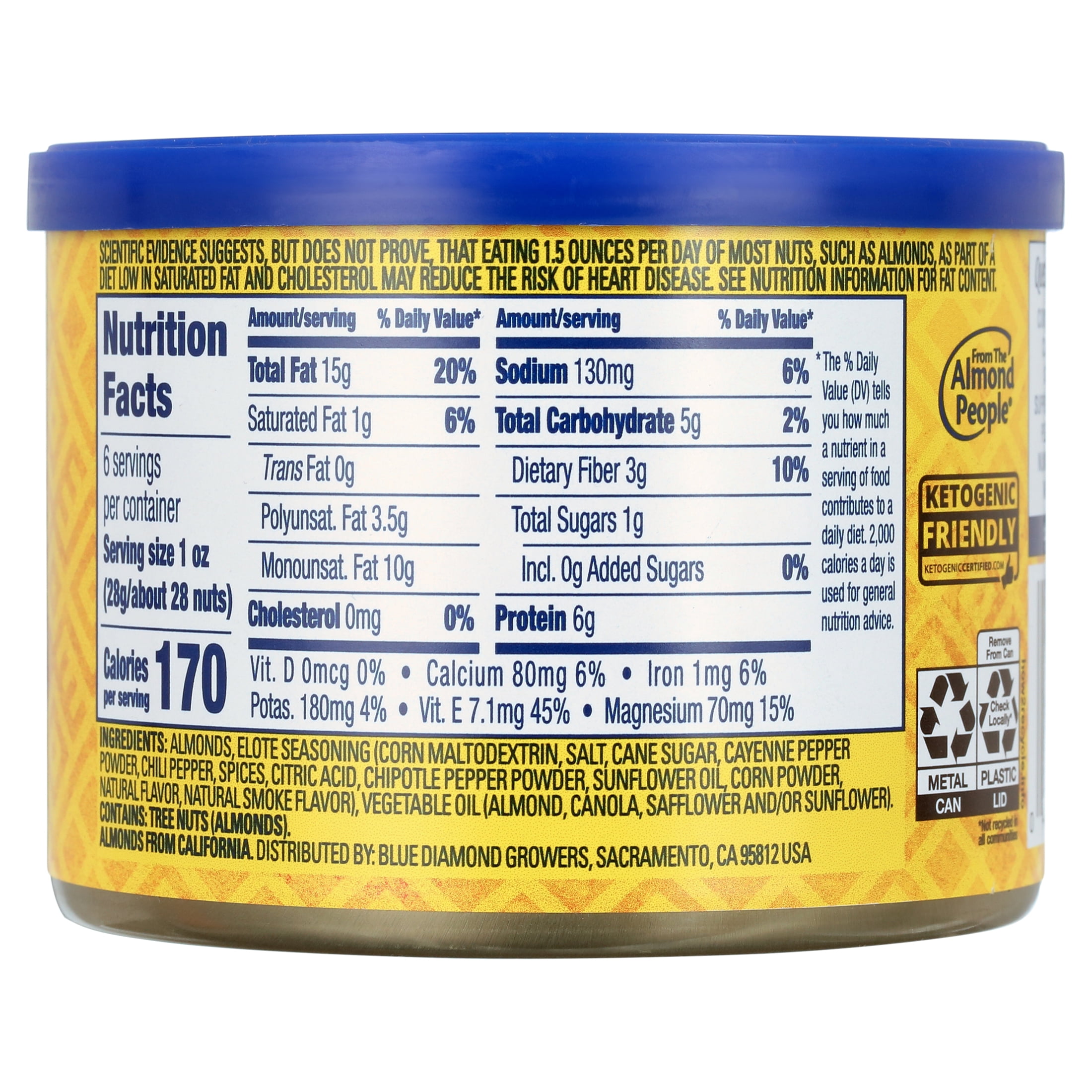(4 pack) Blue Diamond Almonds Elote Flavored Snack Nut, 6 oz.