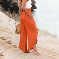 thumbnail image 7 of Linen Pants Women Wide Leg Summer Lounge Trousers Boho Flowy Palazzo Pant Fashion Beach Vacation Cotton Outfits 2026 Orange S, 7 of 7