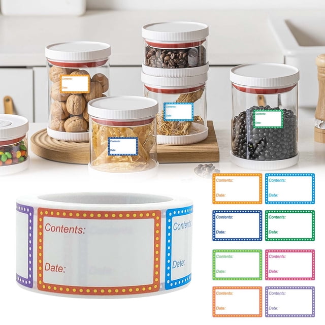 Blank Date Labels, Adhesive Stickers, Stationery & Planner Organizer Labels Colorful Bordered Write On Labels, B