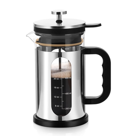 1L Glass French Press Manual Coffee Maker with Clear Vessel and Plunger Filter for Soaking,Pressing,Pouring Coffee in Kitchens or Offices