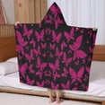 thumbnail image 5 of Black Pink Butterfly Pattern Hooded Bath Towel，60"x35" for Ages 3 To 12 Kids, Quick Dry Lightweight Soft Microfiber Hood Beach Towel Cover Up for Kids, 5 of 7