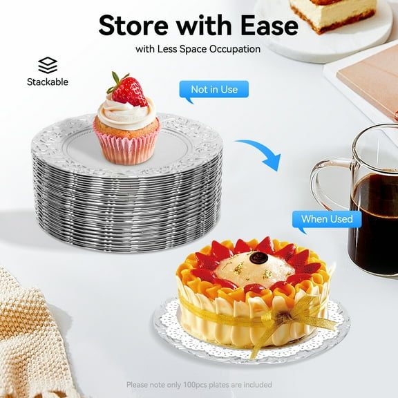 100-Piece Round Charger Plates Set – Gold/Black/Silver/Green(Optional) PP Plates, 12.99" Diameter – Elegant Table Decor for Weddings, Banquets & Parties