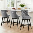 thumbnail image 2 of TEWLOSS Bar Stools Set of 3 Swivel 30" Velvet Barstools for Kitchen Island, Gray, 2 of 9