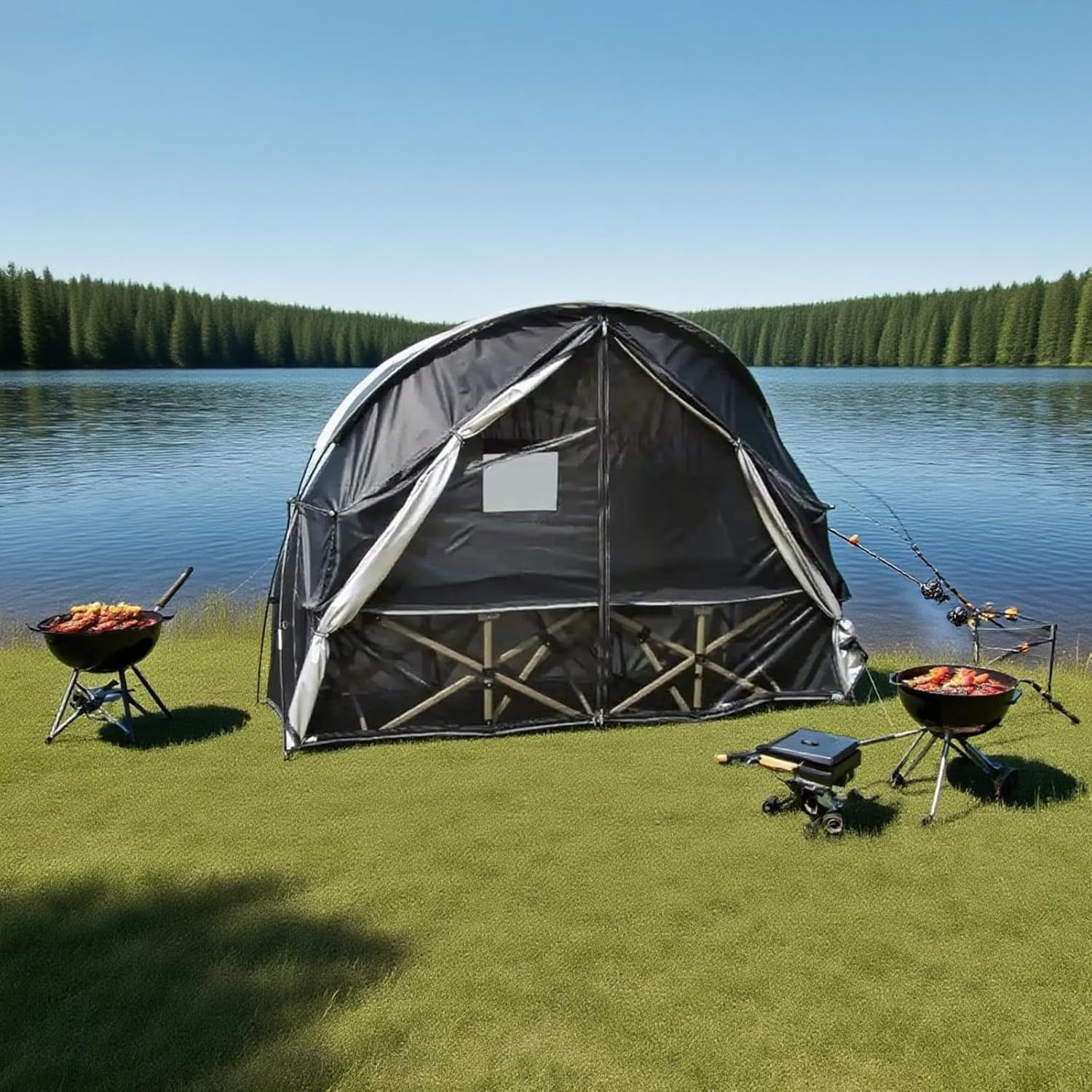 1 Person Cot Tent with Breathable Mesh Door and Screen Windows – Easy to Put Together, All-Weather Shelter for Camping & Backyard, Without Bed