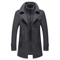 thumbnail image 3 of WINSTAND Abrigo de lana Otoño Invierno Gabardina de lana Moda Chaqueta larga media Hombre Abrigo con cremallera de cuello doble Cortavientos, 3 of 4