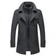 thumbnail image 3 of WINSTAND Abrigo de lana Otoño Invierno Gabardina de lana Moda Chaqueta larga media Hombre Abrigo con cremallera de cuello doble Cortavientos, 3 of 4
