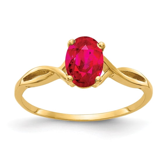 Solid 14k Yellow Gold 7x5mm Oval Ruby Engagement Ring Size 5