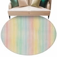 thumbnail image 2 of Rainbow Stripes Round Living Room Rugs 5 ft, Colorful Watercolor Linen Texture Washable Area Rug with Non-Slip Sturdy Edge Binding Round Carpet for Entryway Kitchen Bedroom Bathroom, 2 of 9