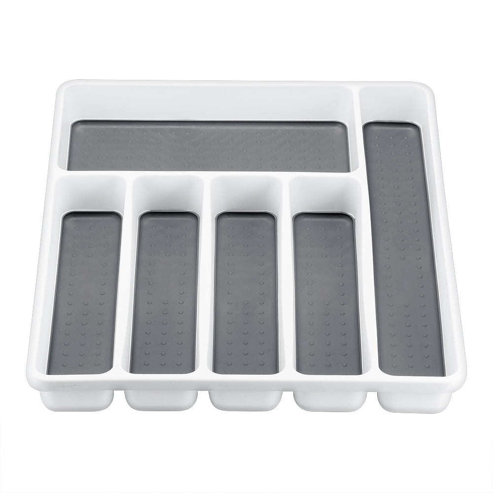Grey Grey Cutlery Separation Storage Box Kitchen Drawer Organizer 4 Compartments 