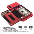 thumbnail image 5 of iPhone XR Wallet Case, Dteck iPhone XR Case with Credit Card Holder Slot Leather Wallet Shockproof Protective Zipper Pocket Purse Case For Apple iPhone XR 6.1 inch, Red, 5 of 9