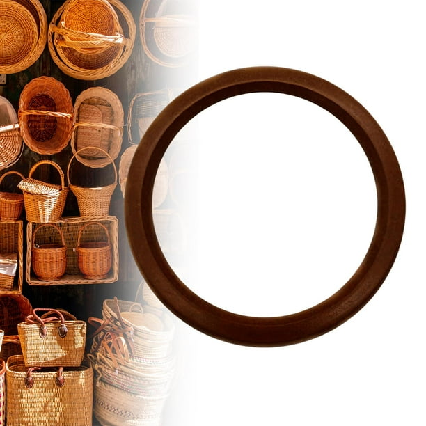 Round Bag Handle Wooden Handles Replacement Round Purse Handle Smooth Handbag Handle Decorative Handles for Straws Beach Canvas Handbags Making Dark