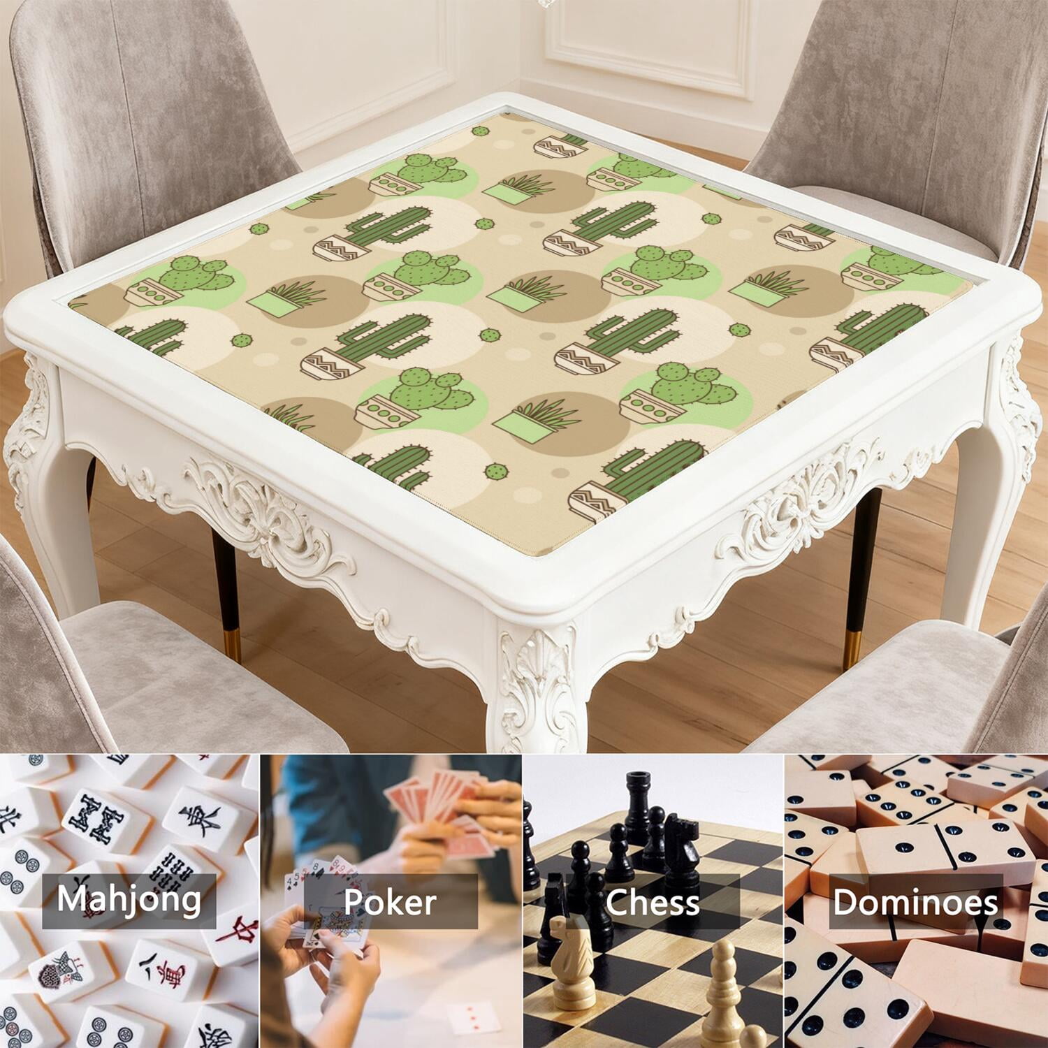 31.5x31.5 Square Plants Mahjong Pad Made of Premium Grade Rubber with Anti-Slip Surface Texture and Noise Dampening Properties for Board Games Card Games and Tiles