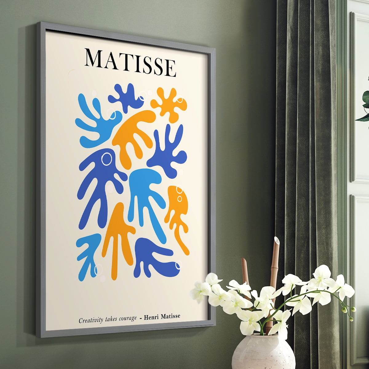 Matisse CDLXXIX in Gray Solid Wood Framed Print No Nail Hanging