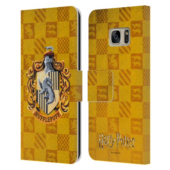 Head Case Designs Officially Licensed Harry Potter Prisoner Of Azkaban I Hufflepuff Crest Leather Book Wallet Case Cover Compatible with Samsung Galaxy S7